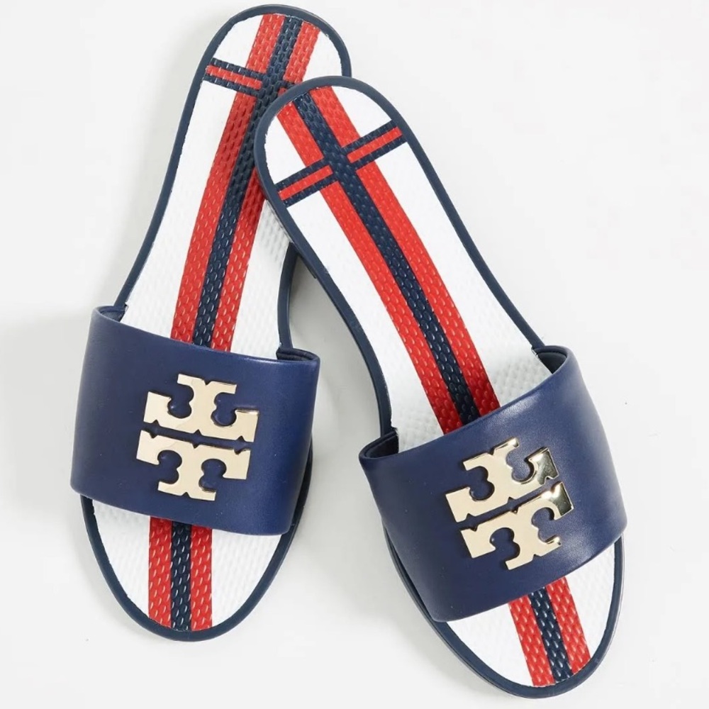 Tory Burch Logo Slide Sandals - Picture 3 of 13